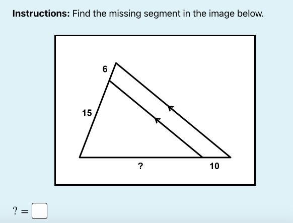 Trying to find the missing segment to the triangle in the attached image.-example-1