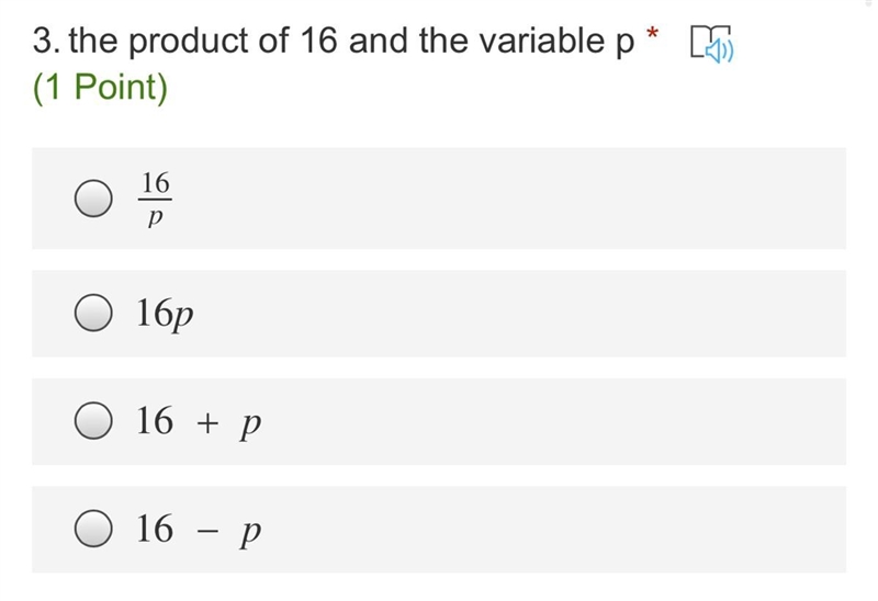 The product of 16 and the variable of p-example-1