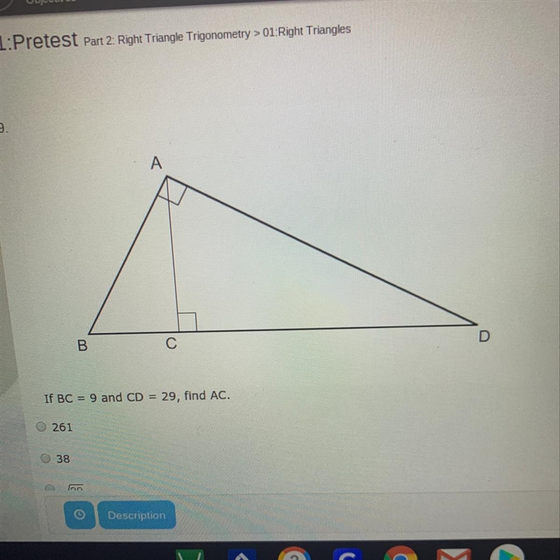 If BC= 9 and CD= 29 find AC-example-1