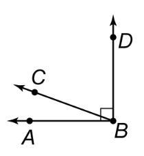 The figure shows ∠ABD is 90°, split by line BC. The measure of ∠ABC is x° and the-example-1