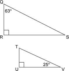 Determine whether the triangles are similar. If so, write a similarity statement. answers-example-1