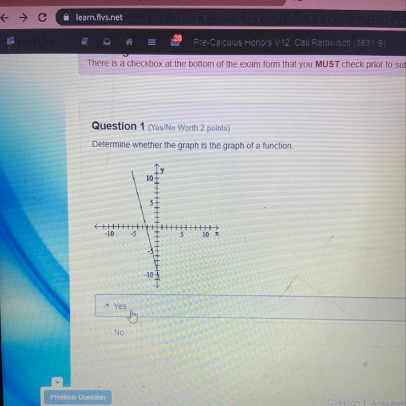 Determine whether the graph is the graph of a function-example-1