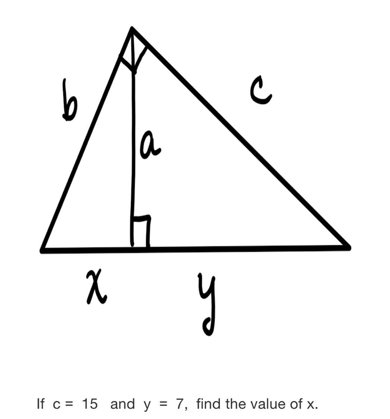 If c = 15 and y = 7, find the value of x.-example-1