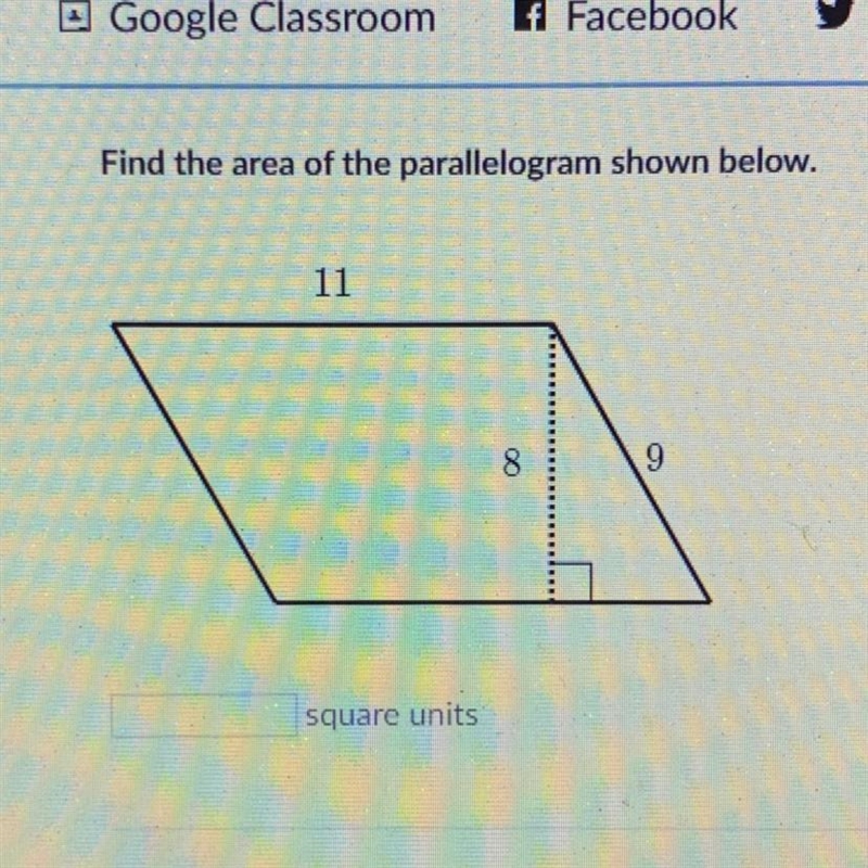 Find the area of the parallelogram shown below. 11 square units-example-1