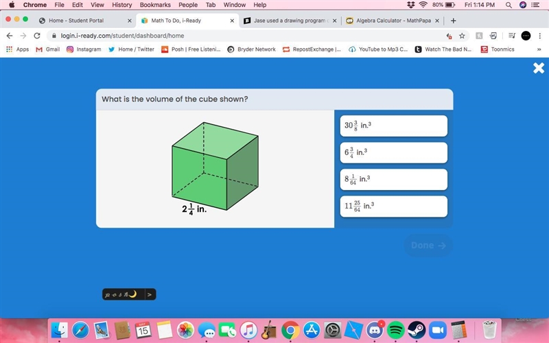 What is the volume of the cube shown?-example-1