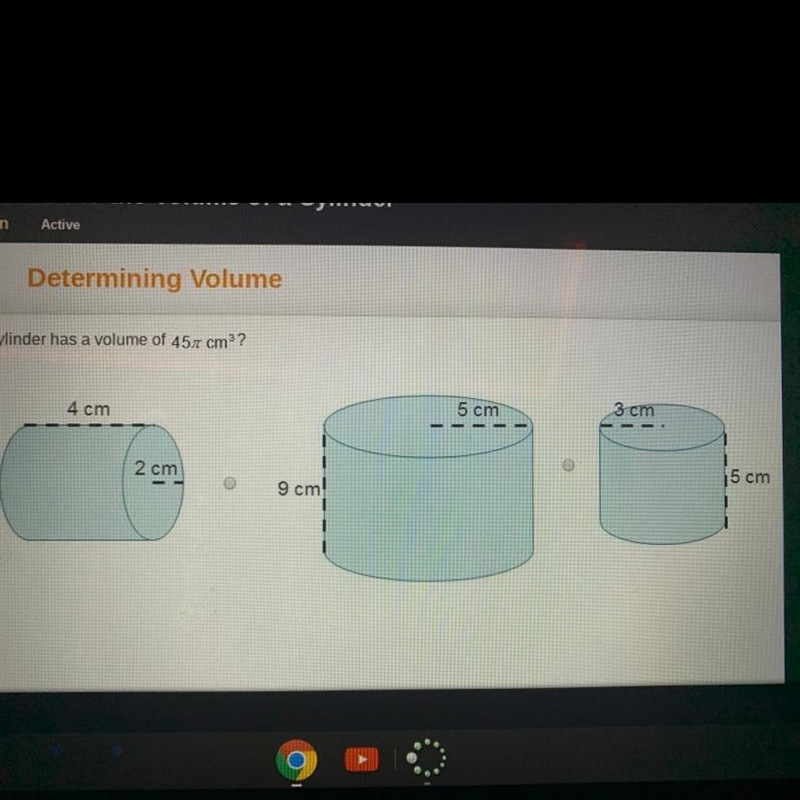 Which cylinder has a volume of 457 cm?-example-1