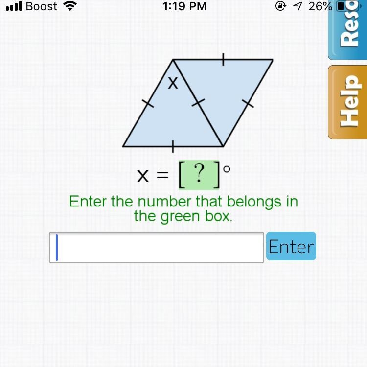 X= Enter the number that belongs in the green box.-example-1