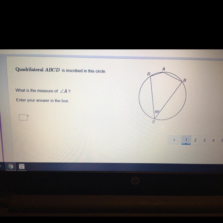 Quadrilateral ABCD is inscribed in this circle. What is the measure of ZA? Enter your-example-1