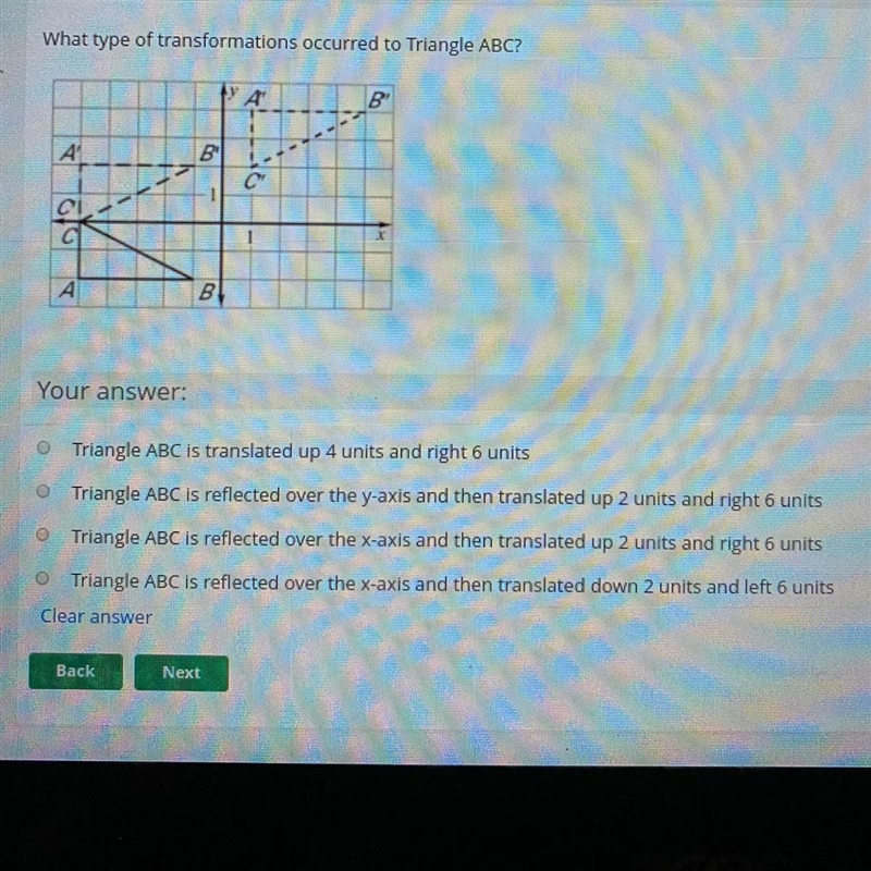 What type of transformations occurred to Triangle ABC?-example-1