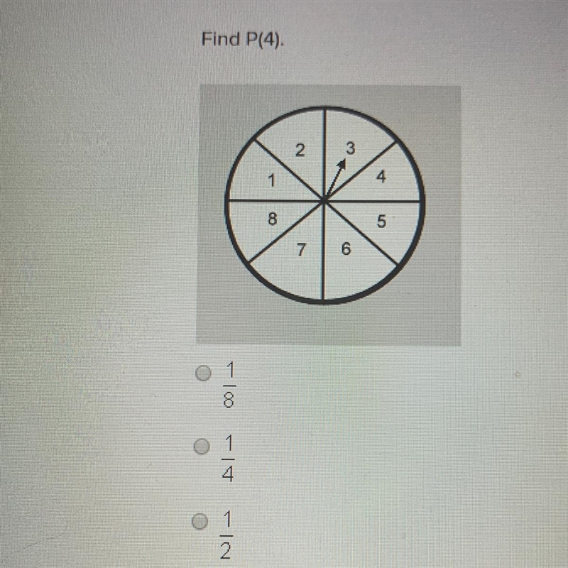 Find P(4) A) 1/8 B)1/4 C)1/2-example-1