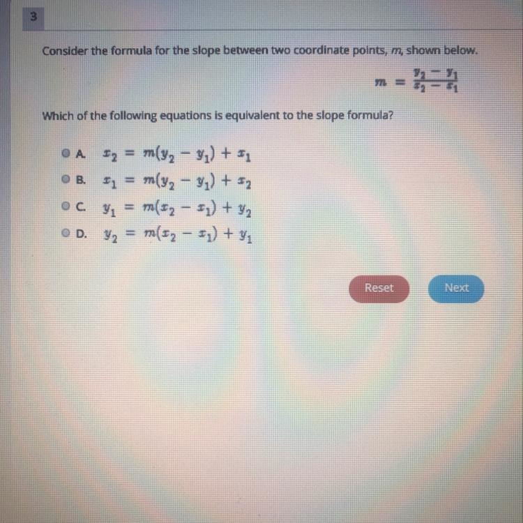 Which of the following equations is equivalent to the slope formula-example-1