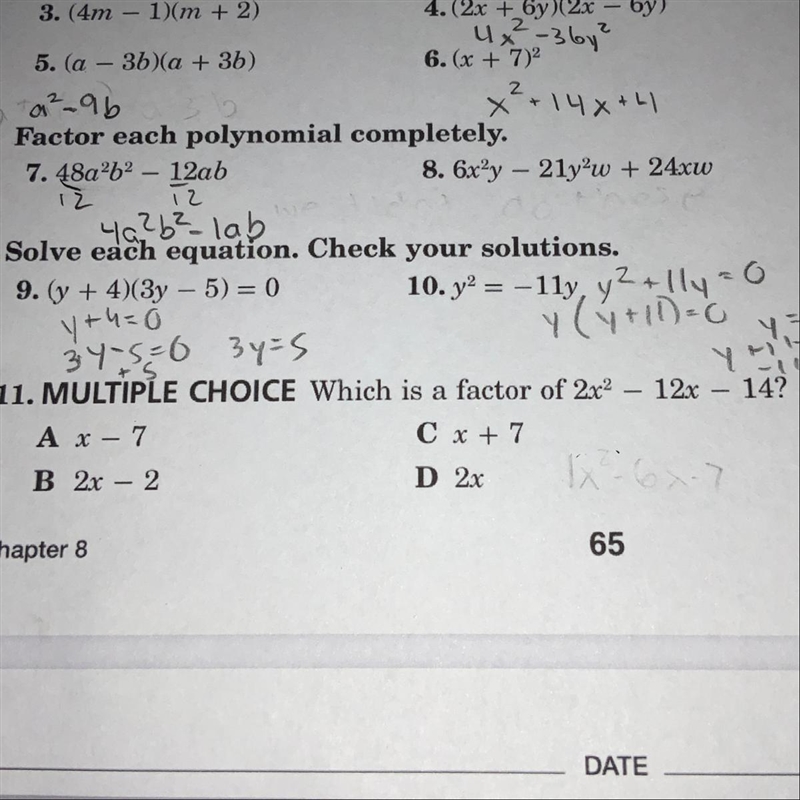 Which is a factor of 2x^2- 12x- 14-example-1