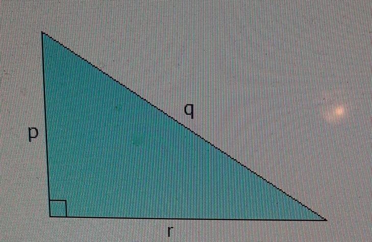 If r = 45 cm and q = 53 cm, what is the length of p? A. 28 cm B. 26 cm C. 70 cm D-example-1