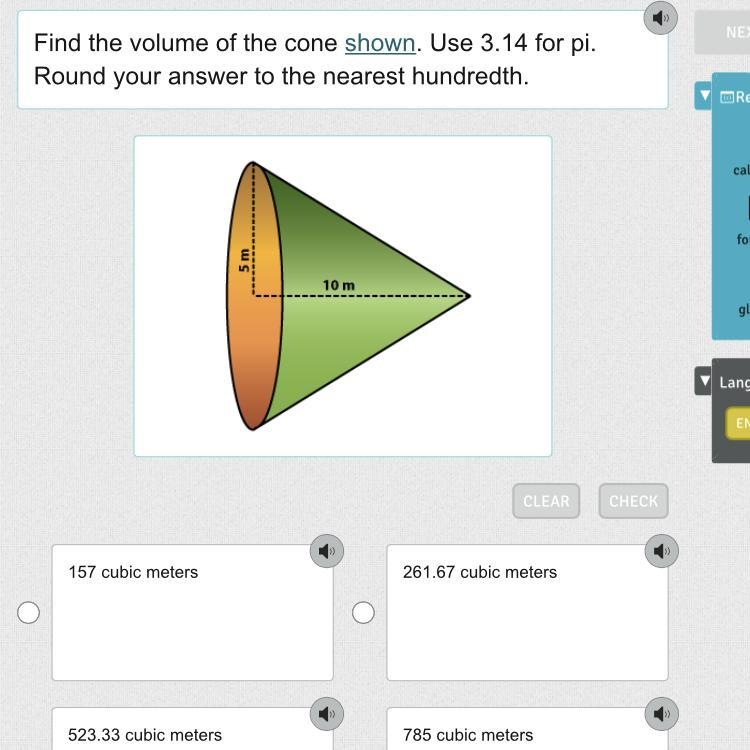 I am not sure how to get the volume and how to round it to the nearest hundredth-example-1