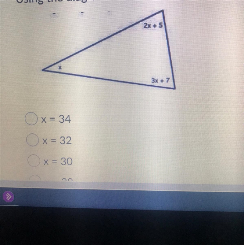 Using the diagram below, find x.-example-1