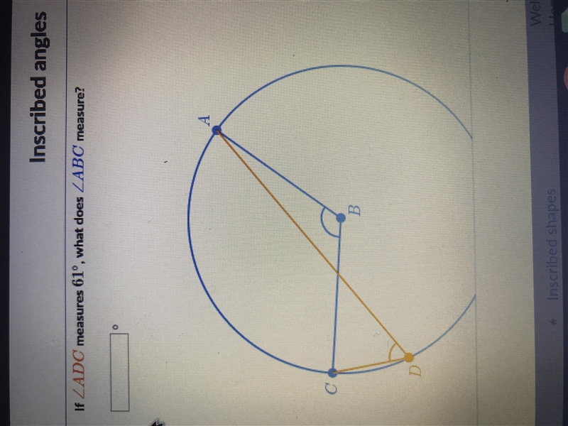 A circle is centered on Point B. Points A, C, and D lie on it’s circumference. If-example-1