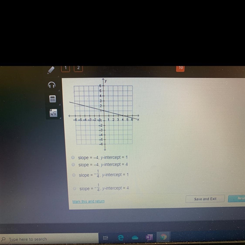 Whats the slope and y-intercept on the lined graph?-example-1