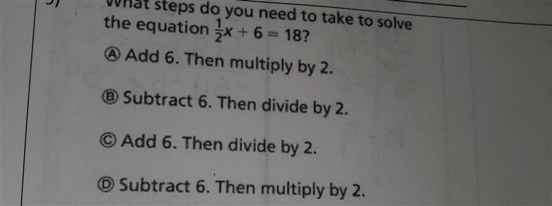 What steps Do you need To take to solve the equation 1/2×+6=18?-example-1