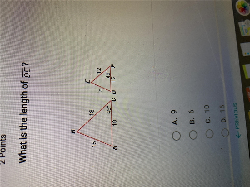 What is the length of DE?-example-1