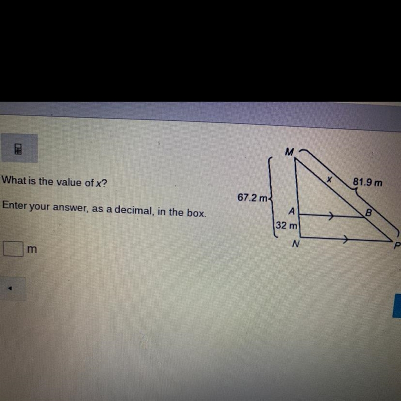 What is the value of x? Enter your answer, as a decimal, in the box.-example-1