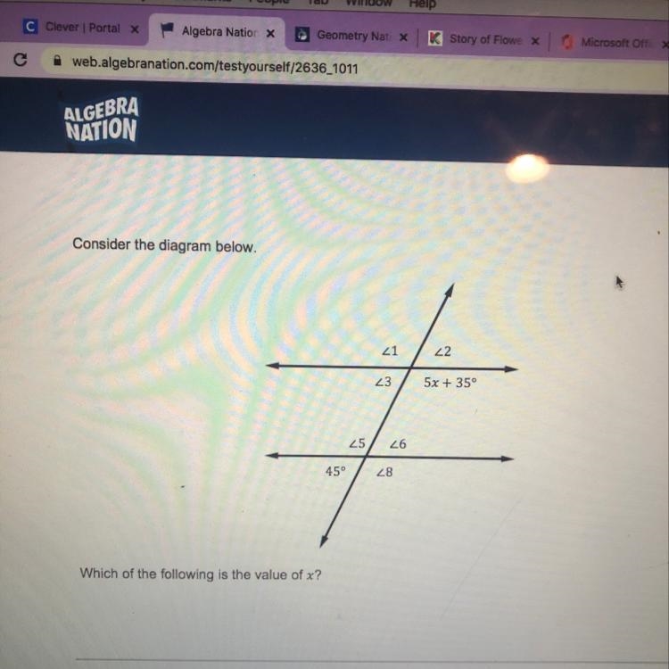 Which of the following is the value of x a:2 b:11 c:20 d:29-example-1