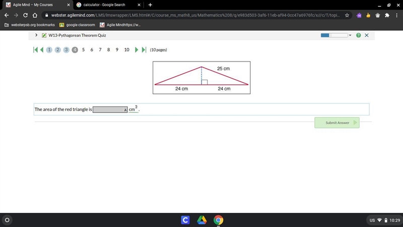 The area of the red triangle is------ cm.-example-1