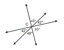 What is the measure of Angle c? . 42° 48° 90° 180°-example-1