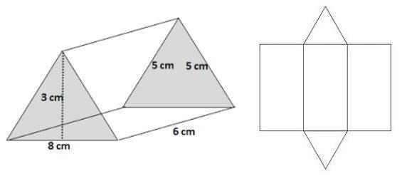 NEED HELP ASAP! Use the net as an aid to compute the surface area of the triangular-example-1