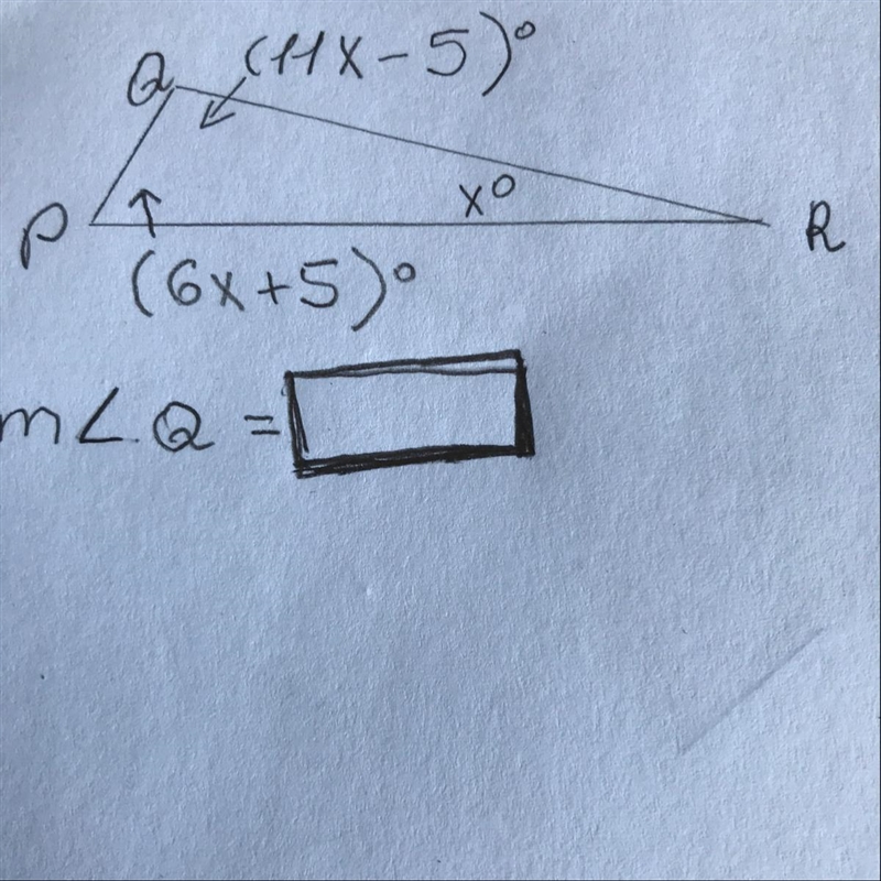 In triangle PQR, what is the triangle Q? Please answer as fast as possible! 100 POINTS-example-1