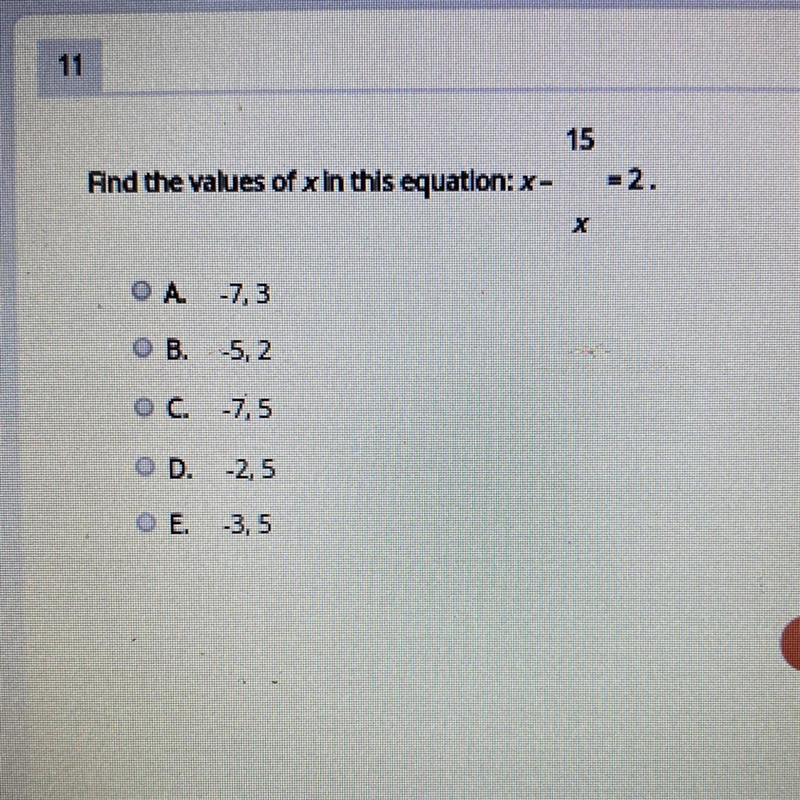 Find the values of x in this equation:-example-1