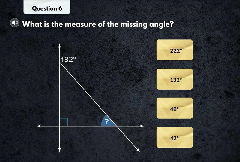 What is the measure of the missing angle?-example-1