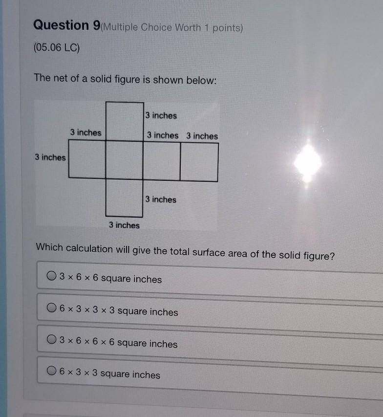 Which calculation will give the total surface area of the solid figure. look in picture-example-1