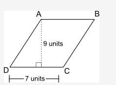 What is the area, in square units, of the parallelogram shown below? A parallelogram-example-1