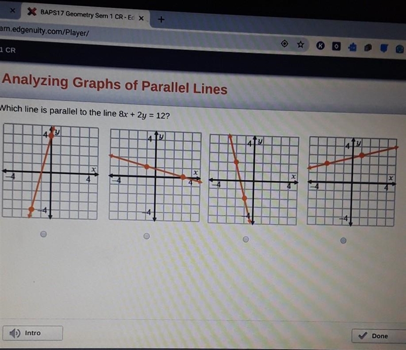 Which line is parallel to the line 8x + 2y = 127​-example-1