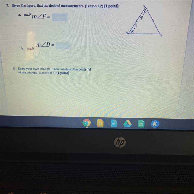 Help 7. Given the figure, find the desired measurements-example-1