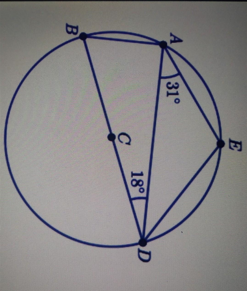 2. Below is a circle with centre C. A, B, D, and E are points on the circumference-example-1