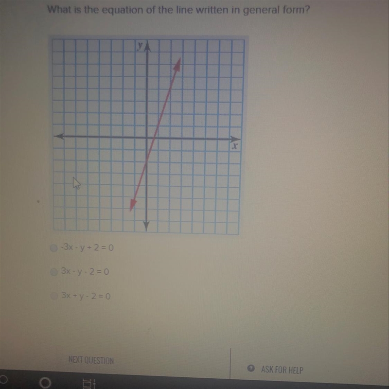 What is the equation of the line written in general form ?-example-1