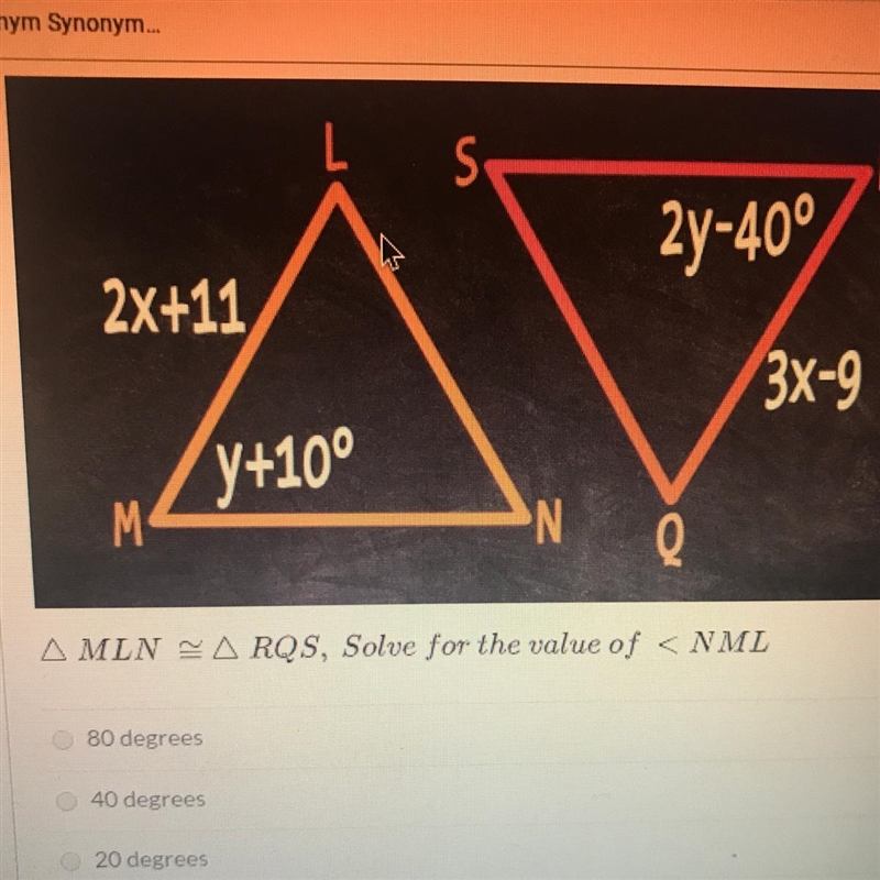 Need math help!! answer choices are 80 , 40, 20, and 60-example-1