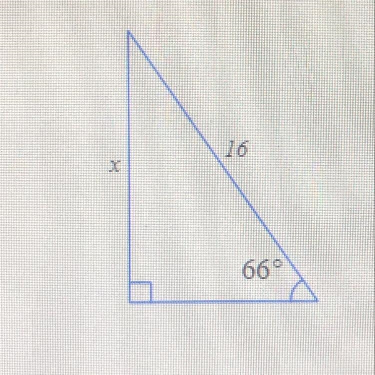 Solve for x in the triangle, Round your answer to the nearest tenth.-example-1