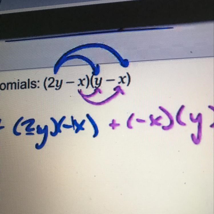 What is the answer to (2y-x)(y-x)-example-1