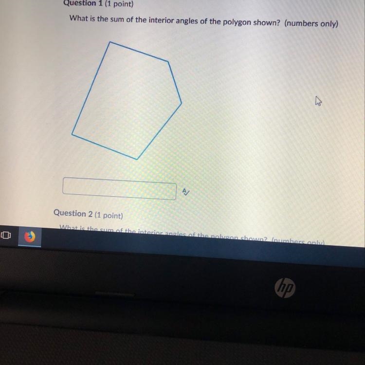 What is the sum of the interior angles of the polygon shown?-example-1