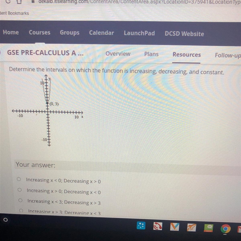 Determine the intervals on which the function is increasing, decreasing, and constant-example-1