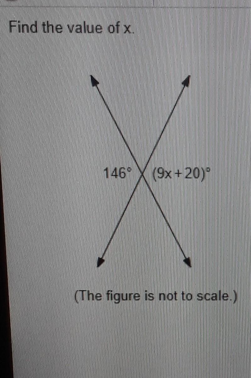 Find the value of x 146° (9x + 20)°​-example-1