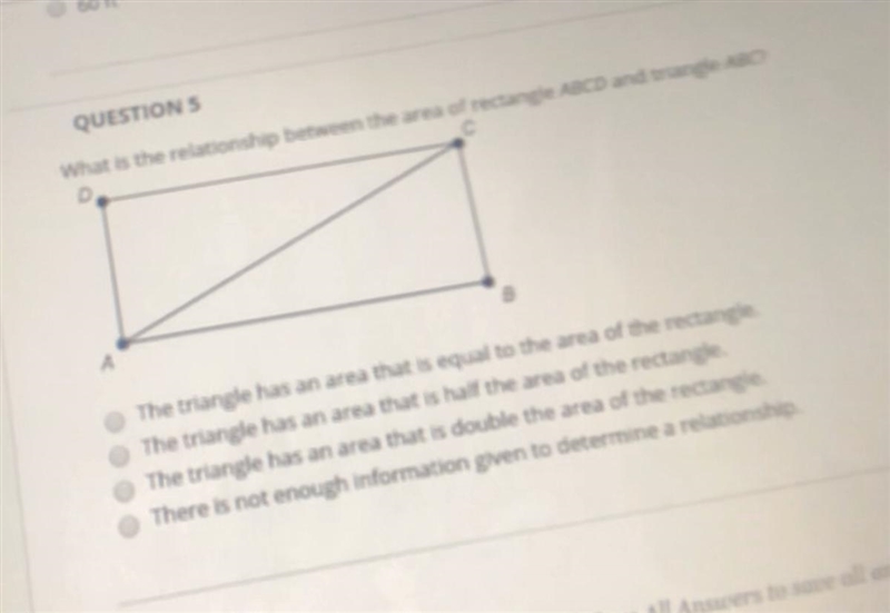 What is the relationship between the area of the rectangle ABCD and triangle ABC?-example-1