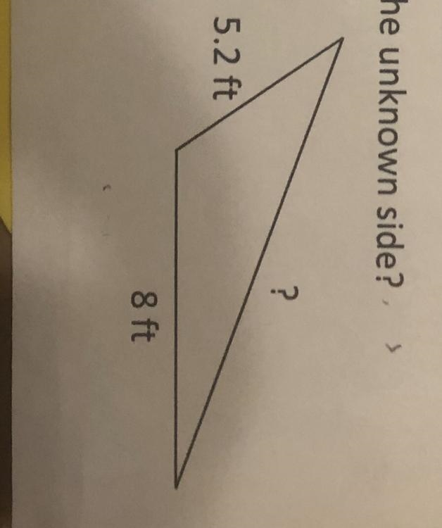 14. The perimeter of the triangle is 25feet. What is the length of the unknown side-example-1