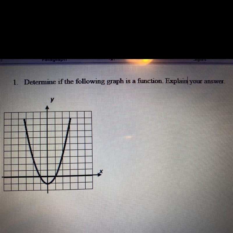 1. Determine if the following graph is a function. Explain your answer.-example-1