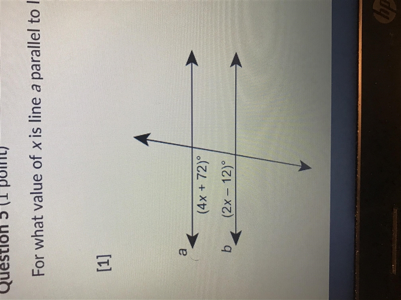 For what value of x is line a parallel to line b (4x+72) (2x-12)-example-1