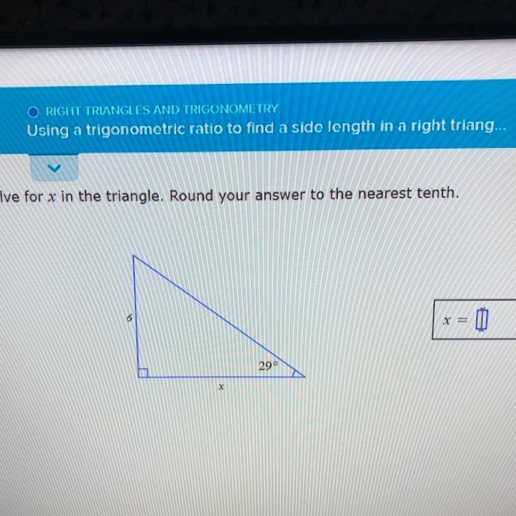 Using a trigonometric ratio to find a side length in a right triangle ‼️Round to the-example-1