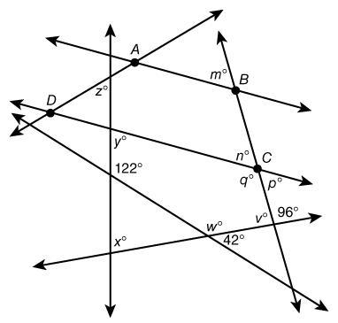 In the following image, is parallel to , and is a transversal intersecting both parallel-example-1