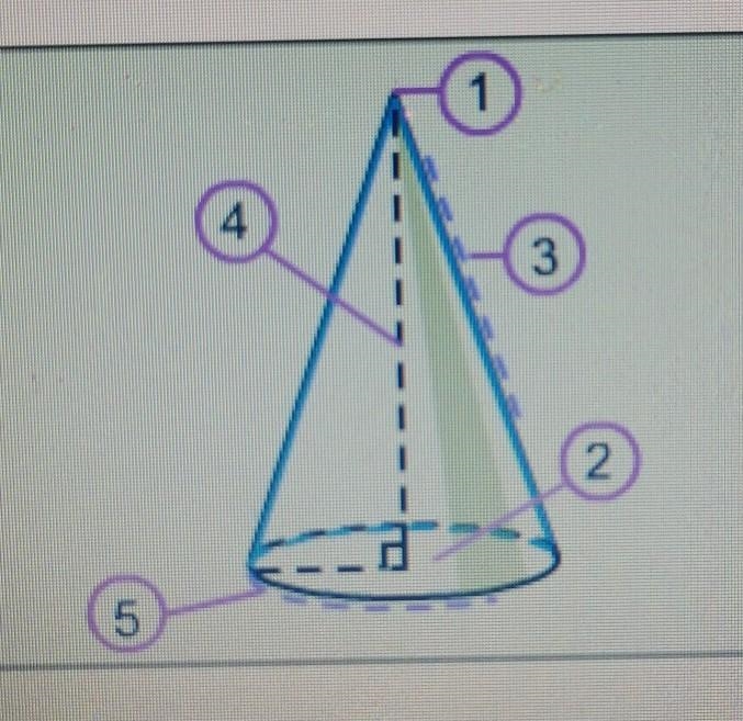 Which number identifies the slant height of the cone? ​-example-1